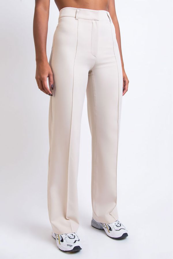 Anzughose mit hoher Taille ohne Taschen - Hazel Cremefarben