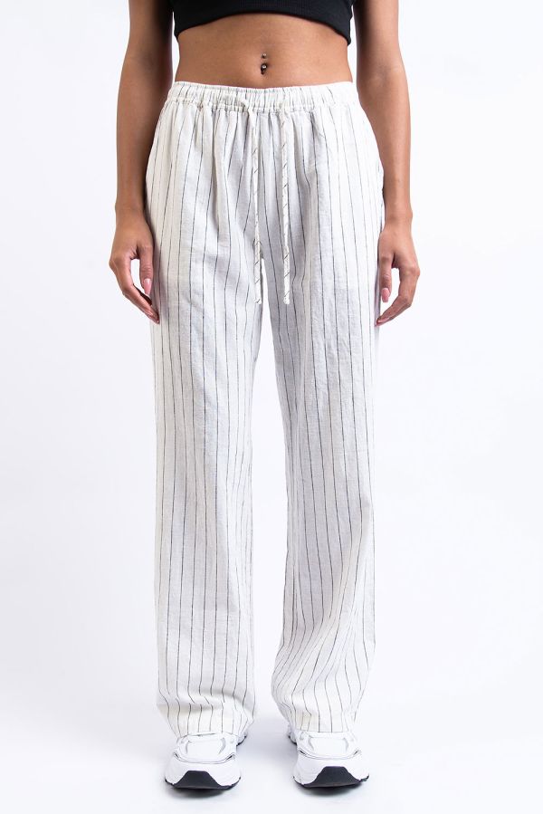 Leinenhose Mit Halbhoher Taille - Mila White Stripe