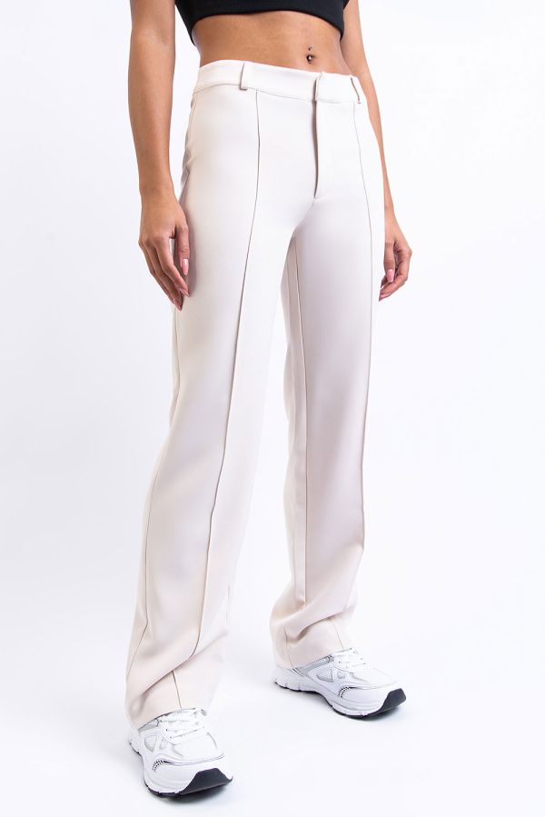 Anzughose Mit Halbhoher Taille Ohne Taschen - Hazel Beige