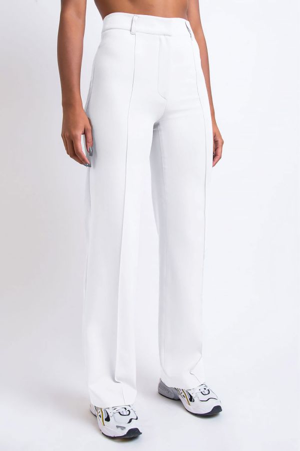 Anzughose Mit Hoher Taille Ohne Taschen - Hazel White