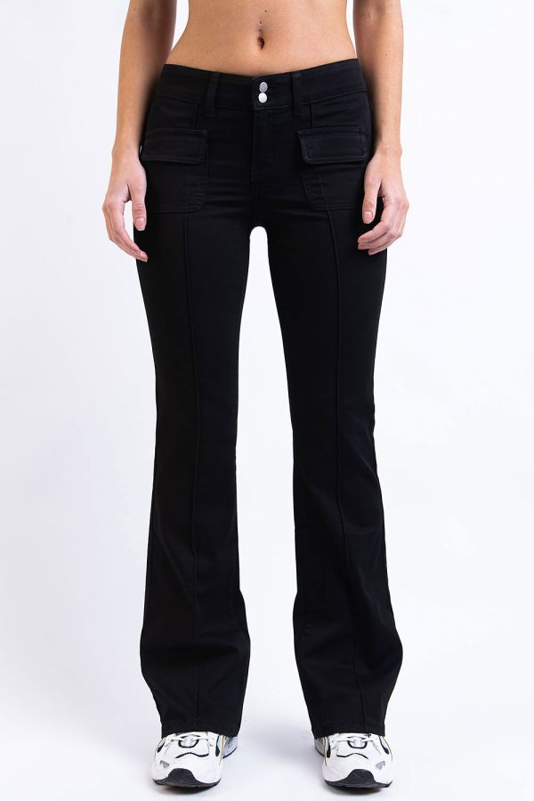 Tief Geschnittene Bootcut Jeans Mit Biesen - Madison Black